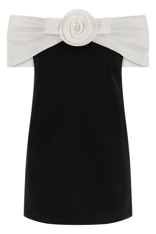 'Black Crêpe Flower Mini' Dress