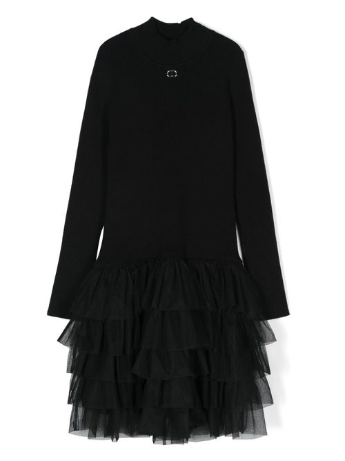 Panelled-design dress - Black