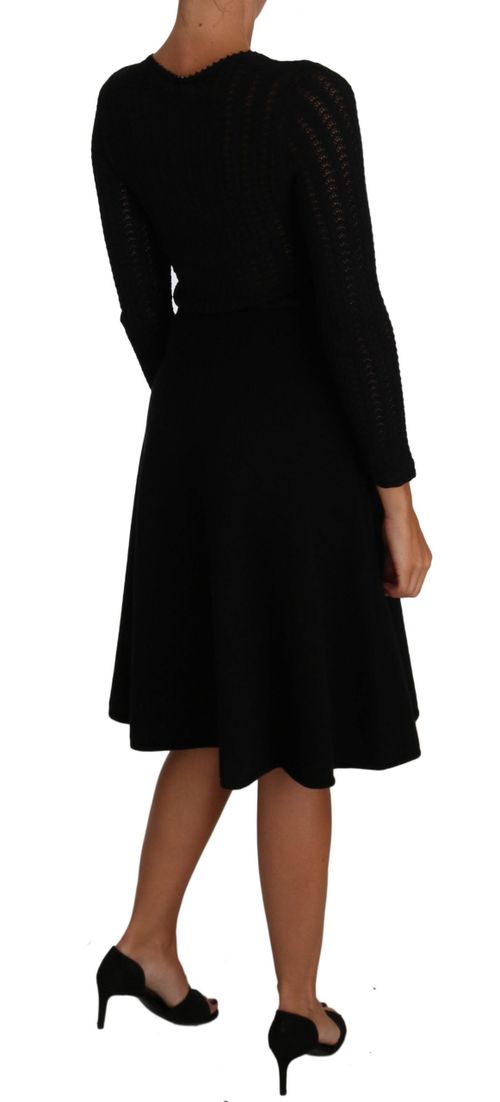Knitted Wool Sheath Dress — Black