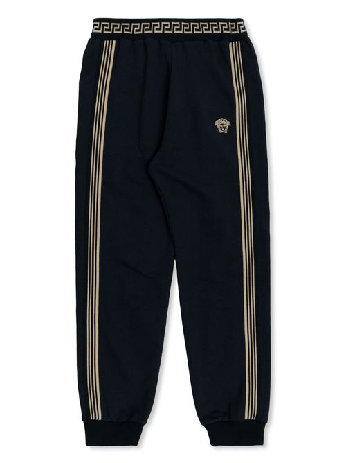 Medusa-embroidered track pants - Blue