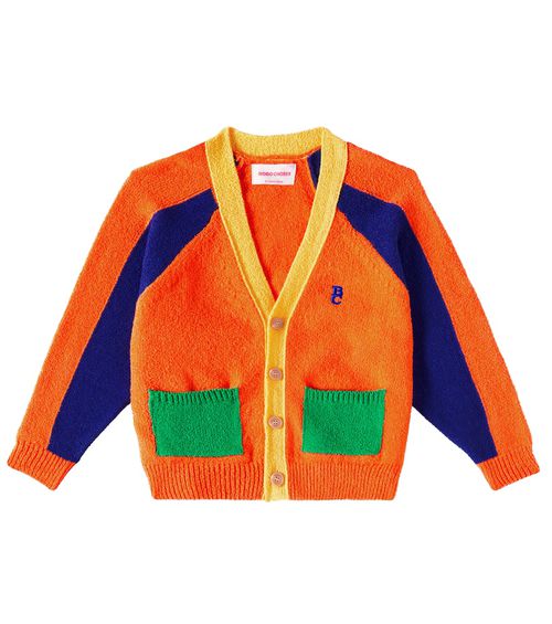 Colorblocked cotton-blend cardigan