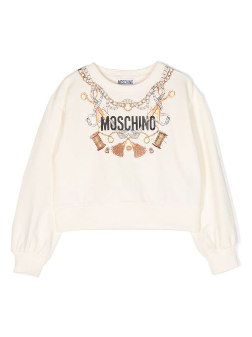 Logo-print cotton sweatshirt - Neutrals