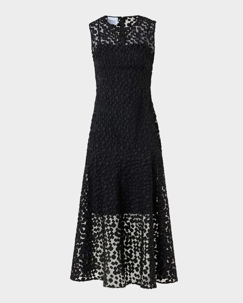 Sleeveless Dot Tulle Midi Dress