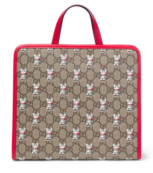 GG leather-trimmed canvas tote bag