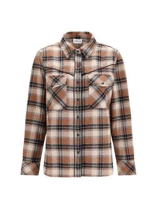 Studded Checked Shirt — Brown