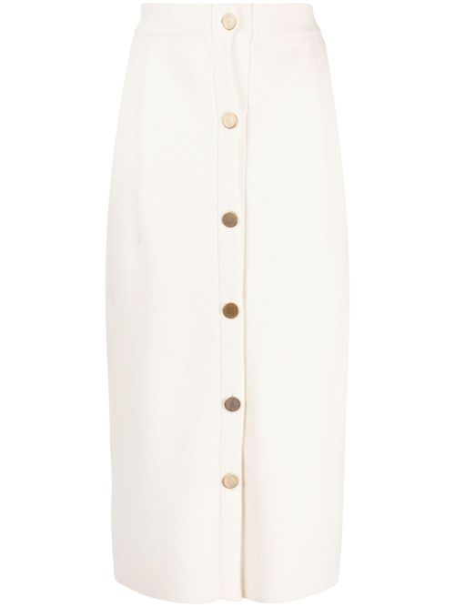 Organic cashmere buttoned skirt - White