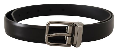 Dolce & gabbana Black Calf Leather Metal Logo Buckle Belt - 85 cm / 34 Inches