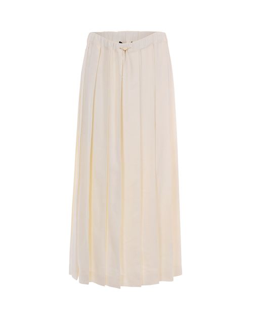 Pleated Tecno Tailoring Skirt — Beige