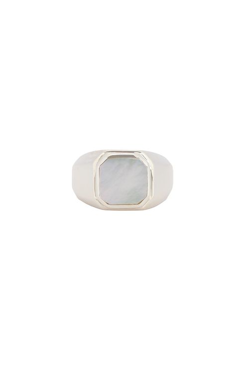 MAPLE Duppy Signet Ring in Silver 925 & Mother Of Pearl - Metallic Silver.  9 also in