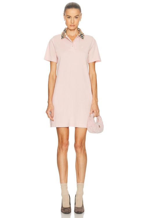 Burberry Iris Check Polo Dress in Pink
