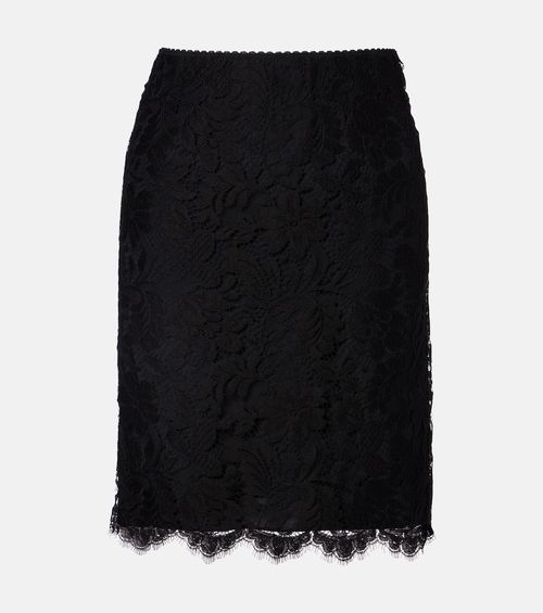 Chloé Floral cotton-blend lace midi skirt
