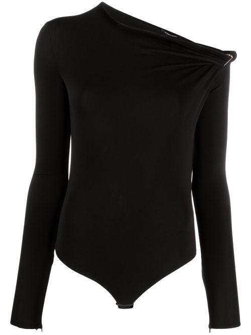 Off-shoulder long-sleeve bodysuit - Black