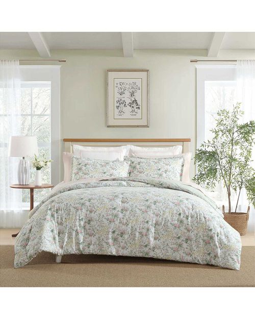 Laura Ashley 180 Thread Count Bramble Floral Cotton Comforter Set