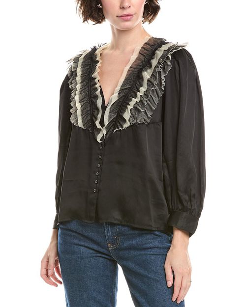 Ruffled Tuxedo Top