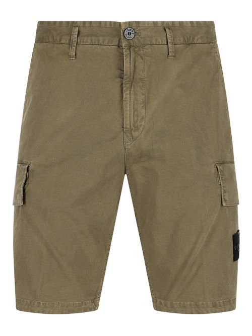 Angled Hand Pockets Cotton Elastane Cargo Shorts with Asymmetrical Seams