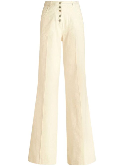 High-waisted flared jeans - White
