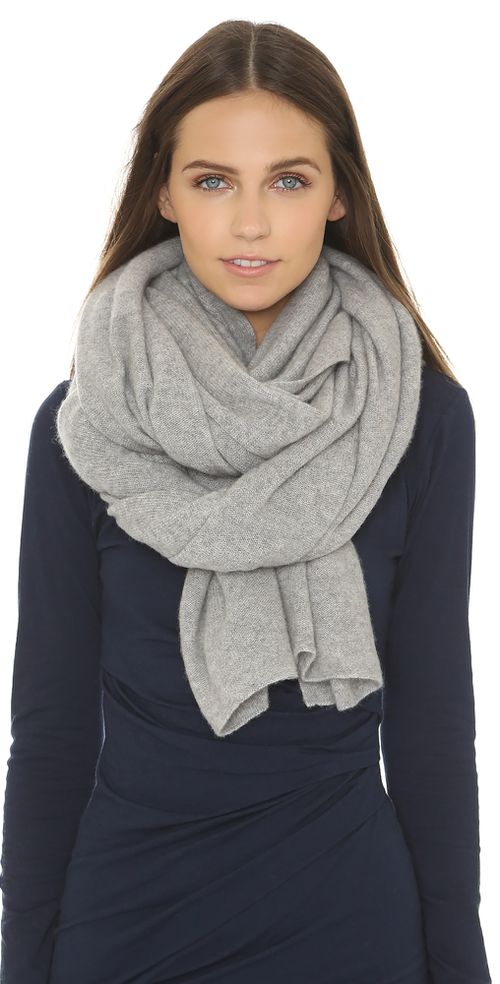Cashmere Travel Wrap Scarf Grey Heather One Size