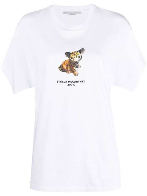 Tiger-print cotton T-shirt - White