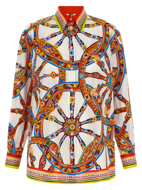 Chain Print Cotton Blouse — Multicolor