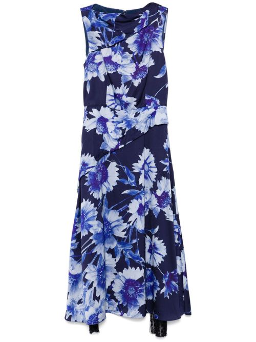 Floral-print midi dress - Blue