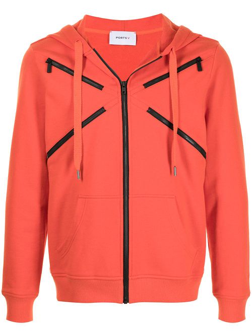 Zip-embellished hooded jacket - Orange