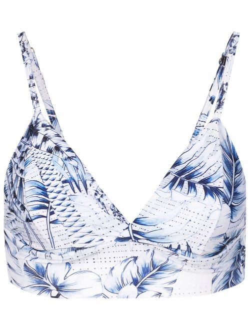 Palm-tree print bralette top - Blue