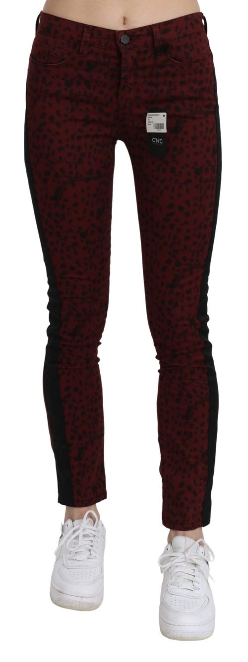 Mid Waist Slim Fit Cotton Jeans — Red