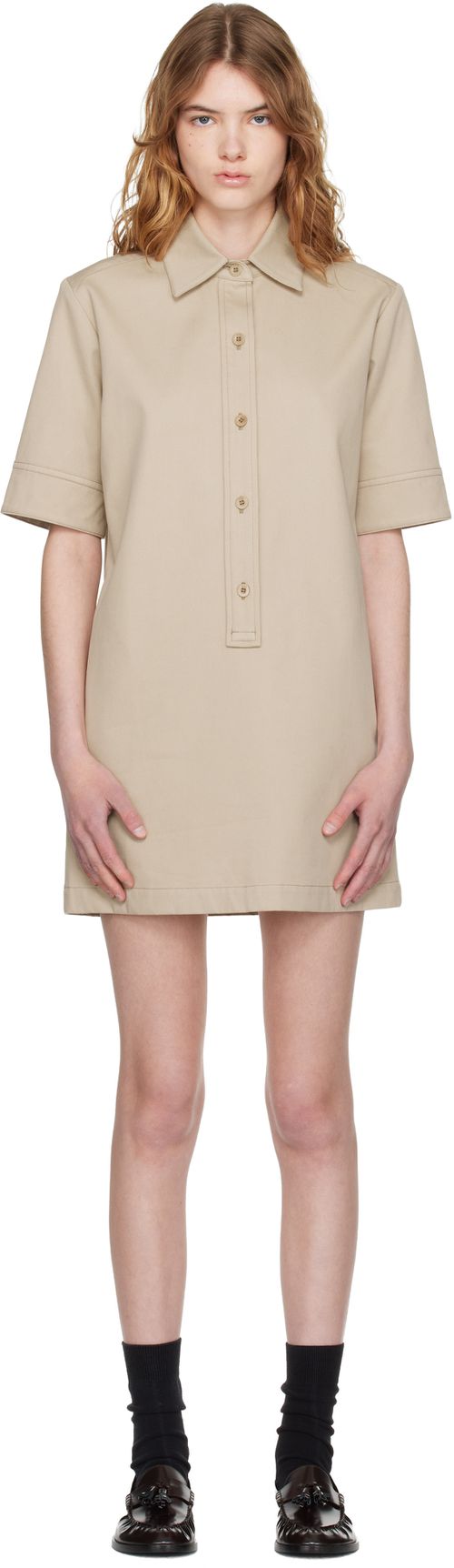 Beige Poly Mini Dress