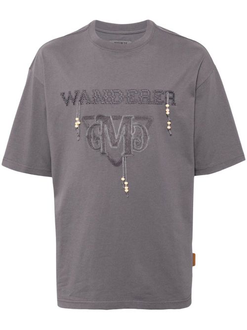 Embroidered cotton t-shirt - Grey