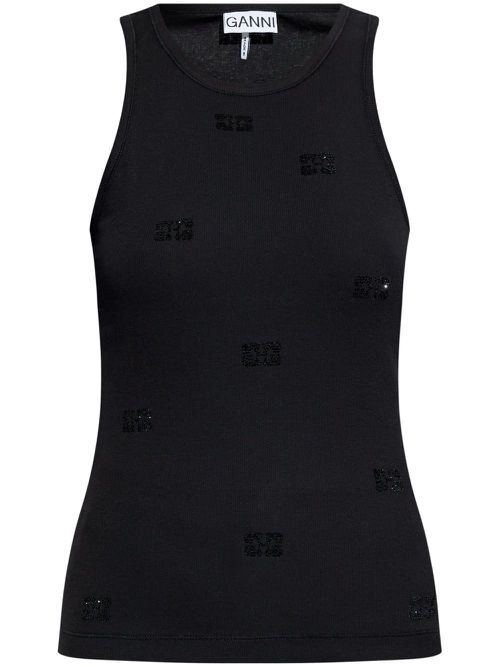 Rhinestone-embellished tank top - Black