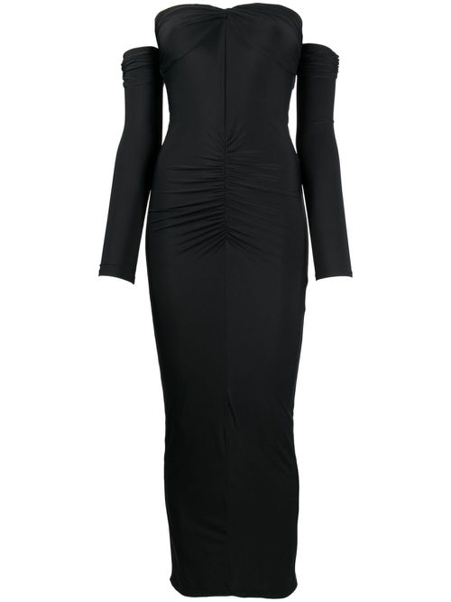 Bandeau ruched midi dress - Black