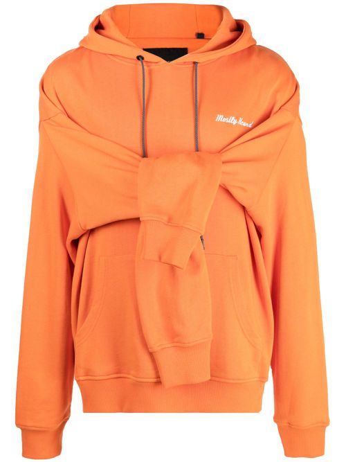 Double-sleeve layered cotton hoodie - Orange