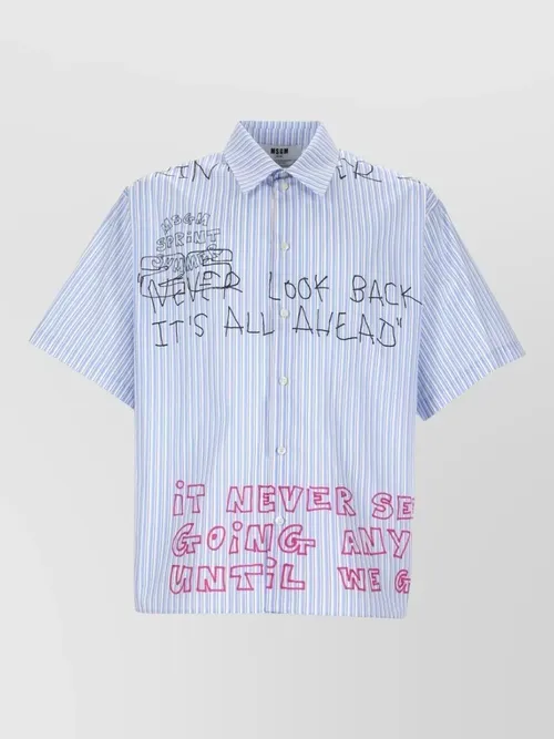 MSGM - graphic striped short sleeve shirt top