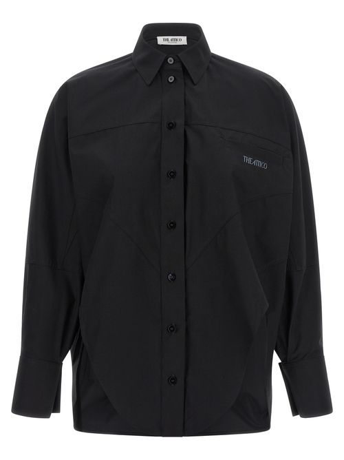 Logo-Embroidered Cotton Blouse — Black