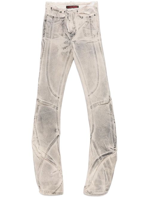Draped raw-cut jeans - Neutrals
