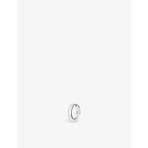 Womens Silver Axton Chunky White Rhodium-plated 925 Sterling-silver Huggie Hoop Earring 