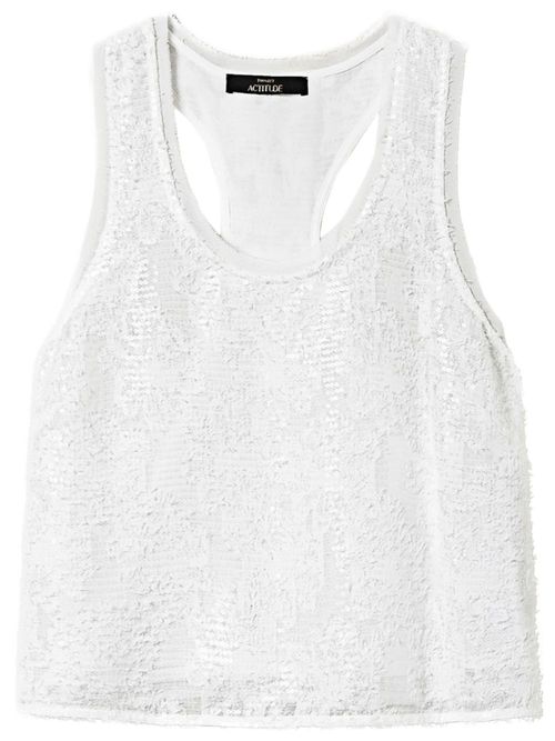 Sequin-embellished tank top - White