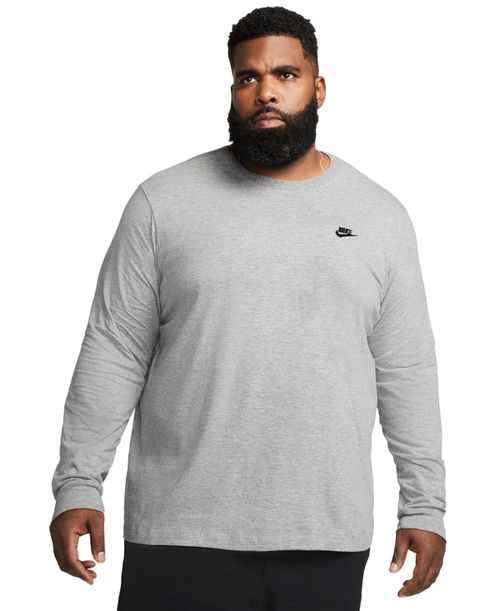 Men's Long Sleeve Sportswear Club T-Shirt - Dark Grey Heather