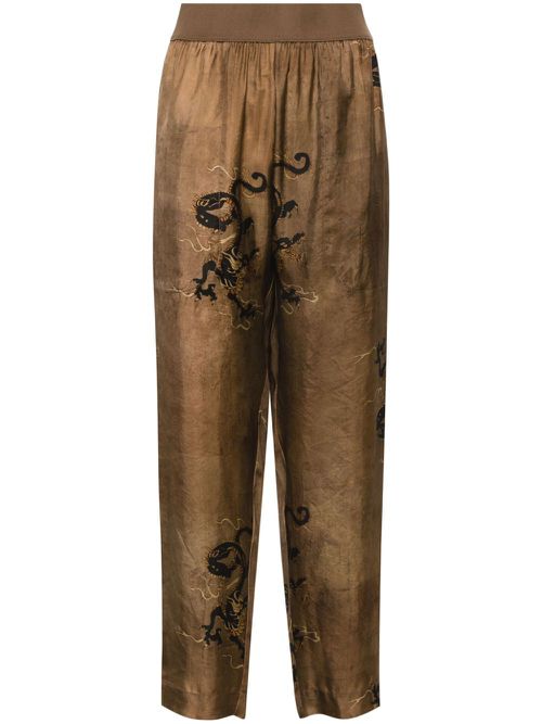 Palmer dragon-print trousers - Brown