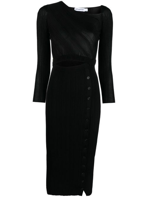 Cut-out detail ribbed-knit midi dress - Black