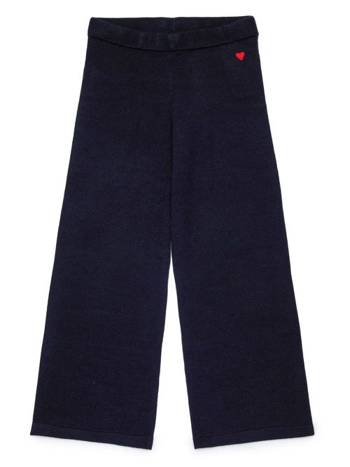 Wide-leg knitted trousers - Blue