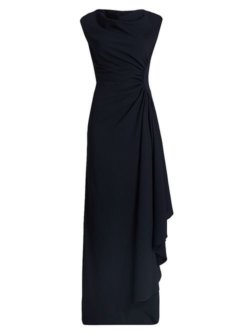 Women's Pinched Jersey A-Line Gown - Navy