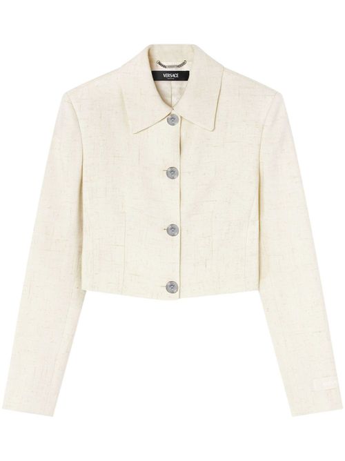 Medusa Head cropped jacket - Neutrals