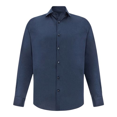 Garment‑dyed cotton voile shirt, Man, Blue