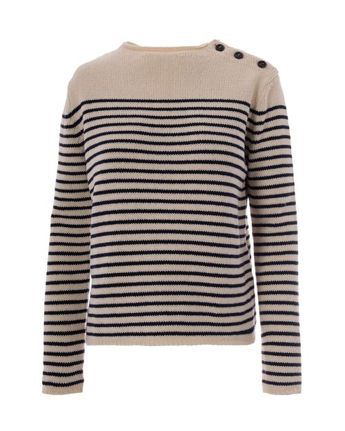 Beige Stripes Crew Neck Sweater