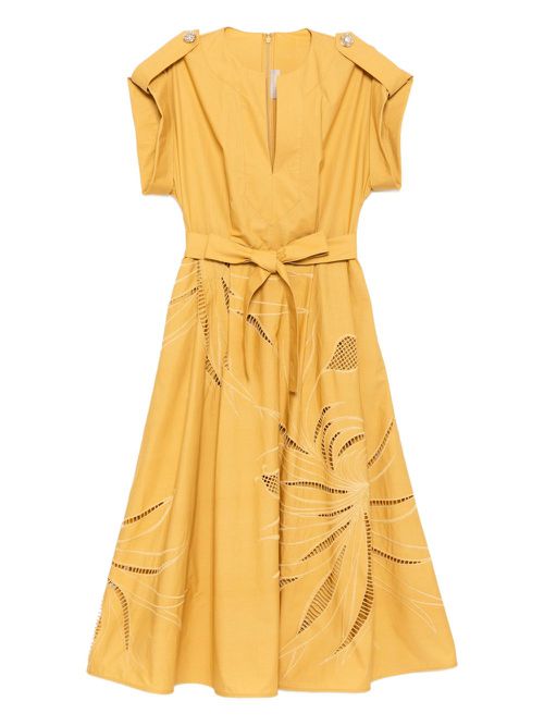 Embroidered midi dress - Neutrals