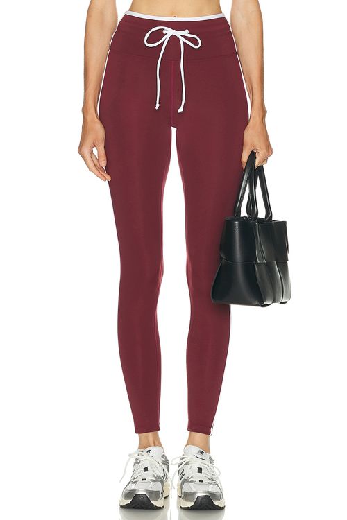 YEAR OF OURS Sport Sprint Legging in Burgundy & Cream - Burgundy. XS also in L