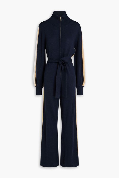 Gelio belted merino wool-blend jumpsuit - Blue - S