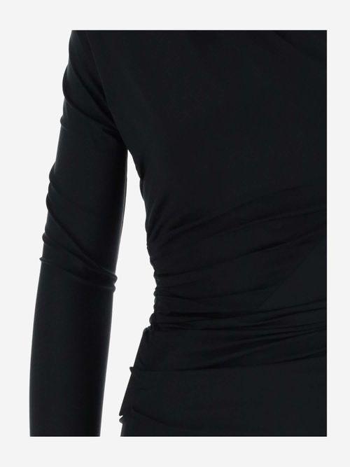 Asymmetrical Cupro Blend Blouse — Black