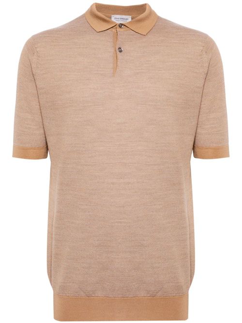 Short-sleeve wool polo shirt - Brown